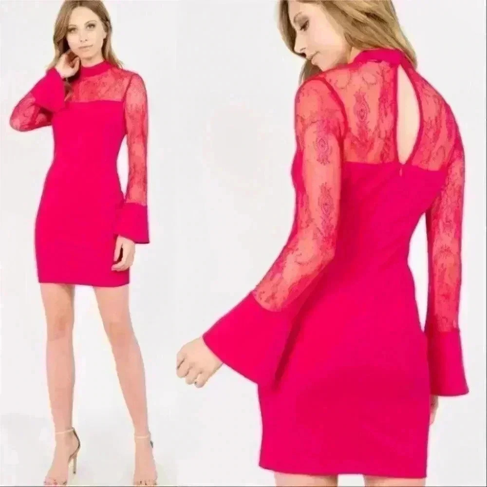 LACE DETAILED BODYCON DRESS - Picture 5 of 7
